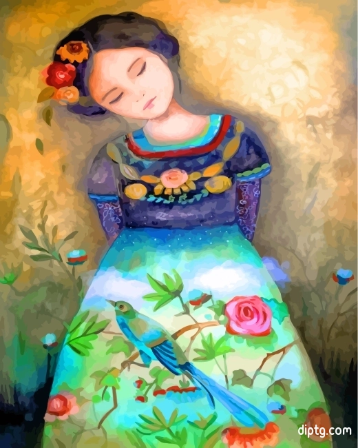 Girl In Floral Dress Painting By Numbers Kits.jpg