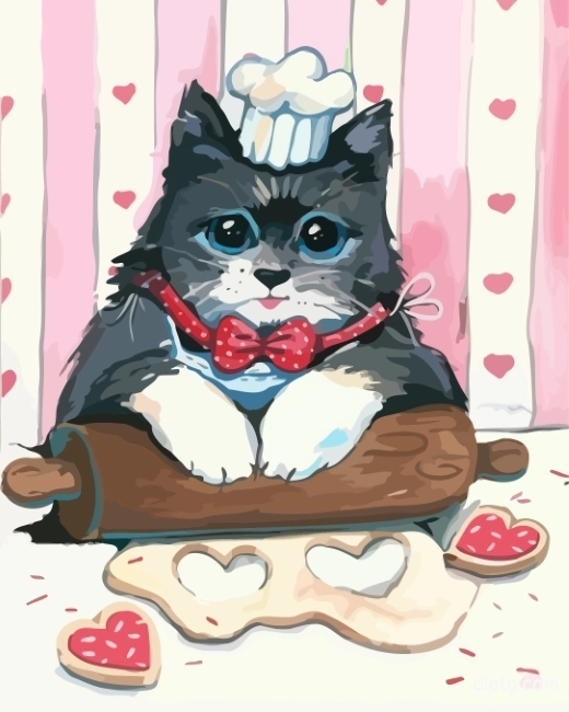 Cute Cat Cooking Painting By Numbers Kits.jpg