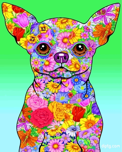 Floral Chihuahua Painting By Numbers Kits.jpg