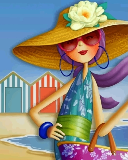 Woman Wearing A Sunhat Painting By Numbers Kits.jpg