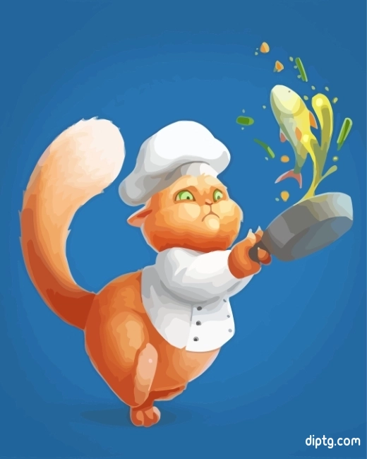 Cartoon Chef Cat Painting By Numbers Kits.jpg