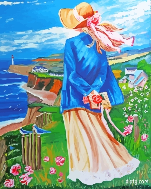 Woman Contemplating The Beach Painting By Numbers Kits.jpg