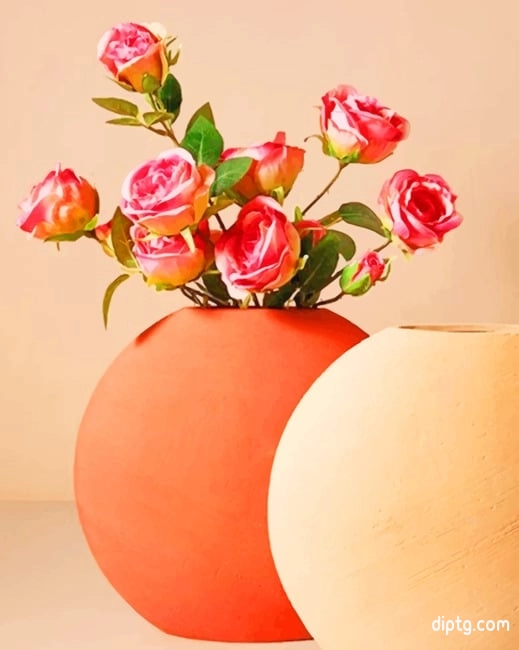 Pink Roses Vase Painting By Numbers Kits.jpg