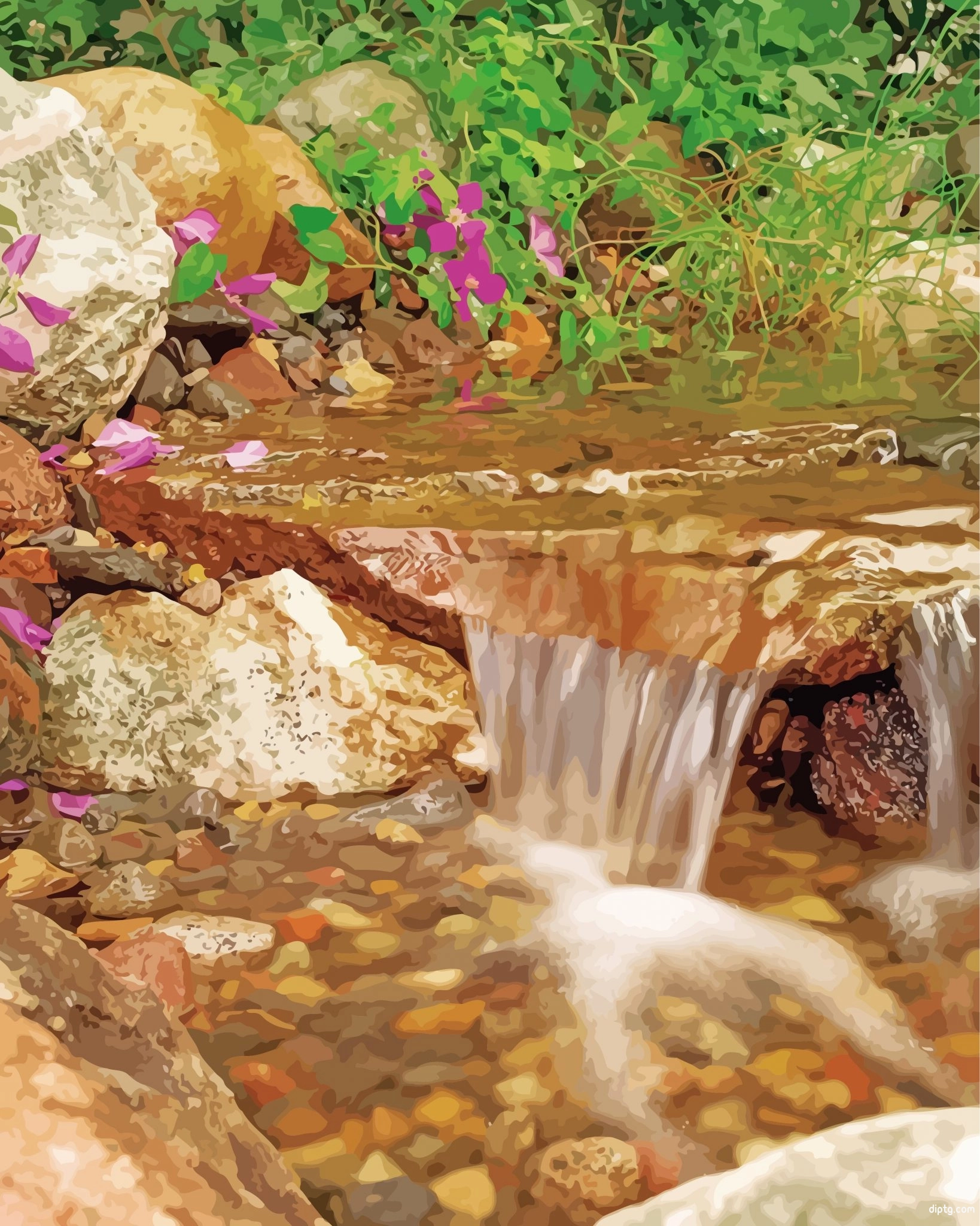 Stream With Waterfall Painting By Numbers Kits.jpg