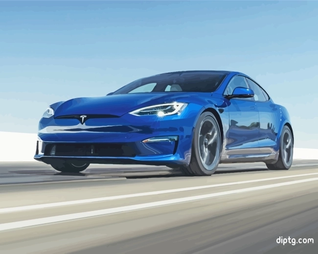 Blue Tesla Car Painting By Numbers Kits.jpg