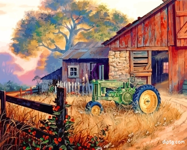 Tractor In Farm Painting By Numbers Kits.jpg