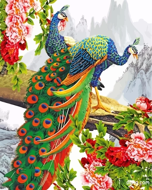 Two Peacocks Painting By Numbers Kits.jpg