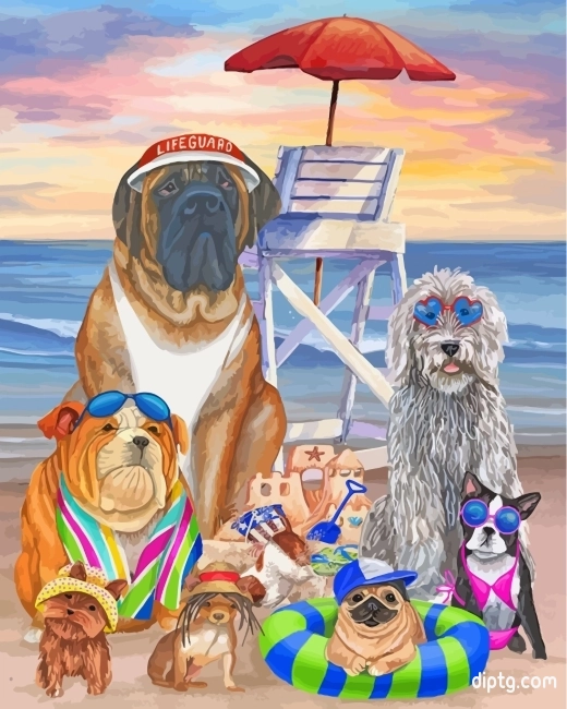 Dogs Enjoying The Summer Painting By Numbers Kits.jpg