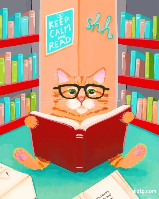 Cat In Library Painting By Numbers Kits.jpg
