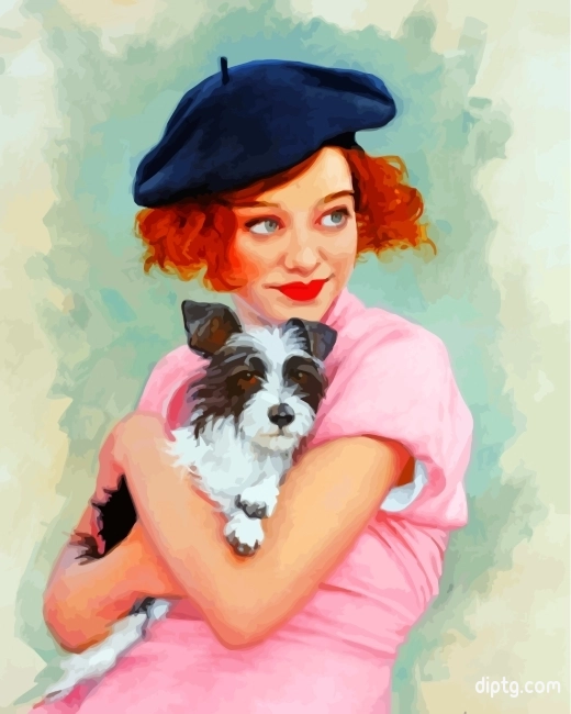 Woman And Her Puppy Painting By Numbers Kits.jpg