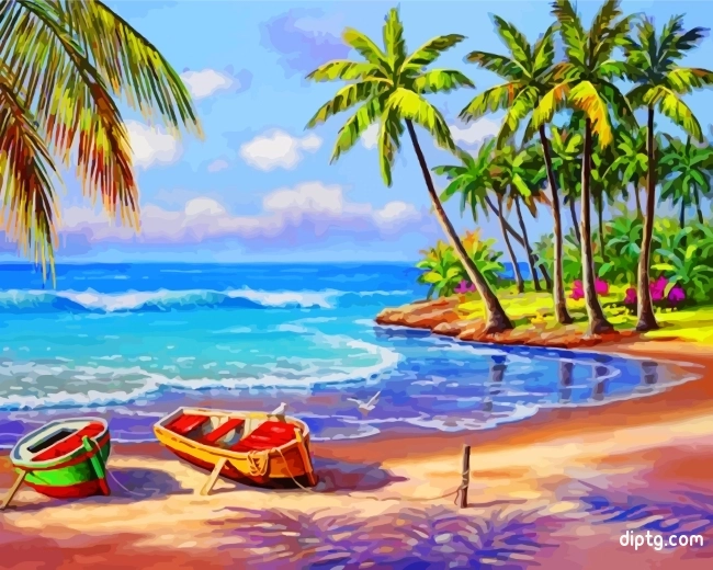 Boats By Beach Painting By Numbers Kits.jpg
