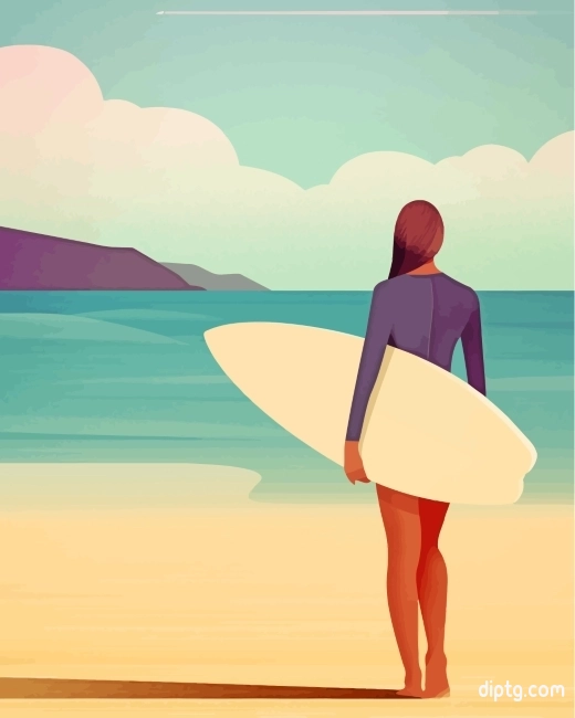 Surfer Woman Illustration Painting By Numbers Kits.jpg