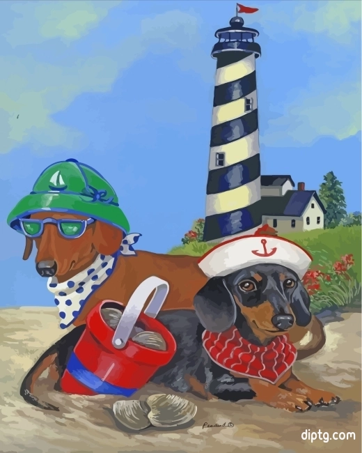 Summer Dachshund Dogs Painting By Numbers Kits.jpg