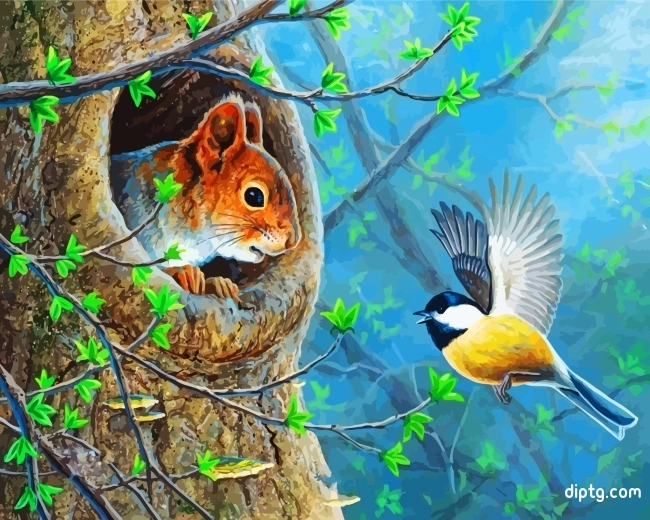 Bird And Squirrel Painting By Numbers Kits.jpg