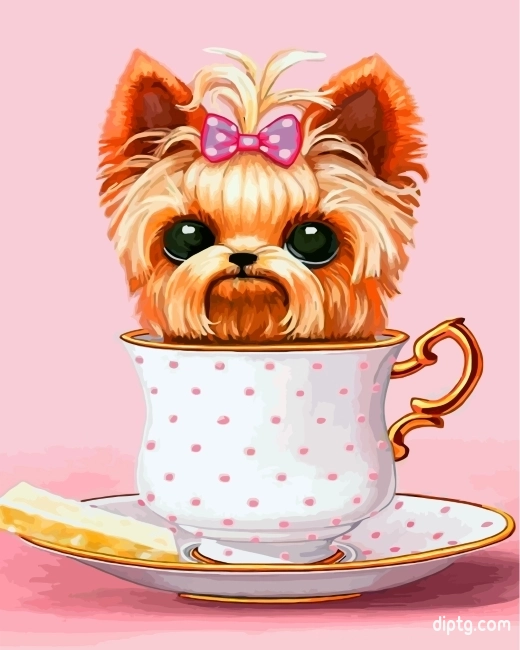 Dog In Teacup Painting By Numbers Kits.jpg