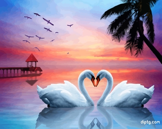 Romantic White Swans Painting By Numbers Kits.jpg