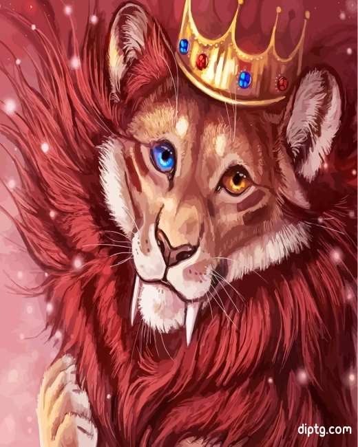 Lion King With Crown Painting By Numbers Kits.jpg