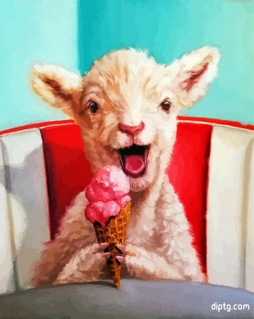 Lamb Eating Ice Cream Painting By Numbers Kits.jpg