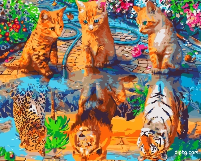 Cats Water Reflection Painting By Numbers Kits.jpg
