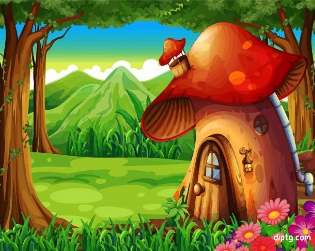 Mushroom House Illustration Painting By Numbers Kits.jpg