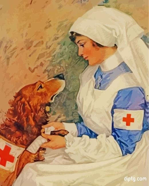 Nurse And Golden Retriever Painting By Numbers Kits.jpg