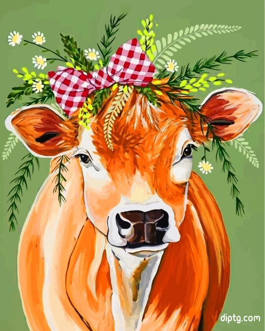 Cow And Flowers Painting By Numbers Kits.jpg