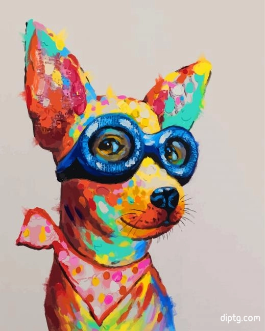 Colorful Dog With Glasses Painting By Numbers Kits.jpg