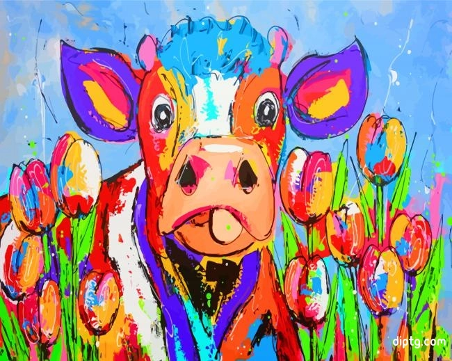 Colorful Cow Art Painting By Numbers Kits.jpg