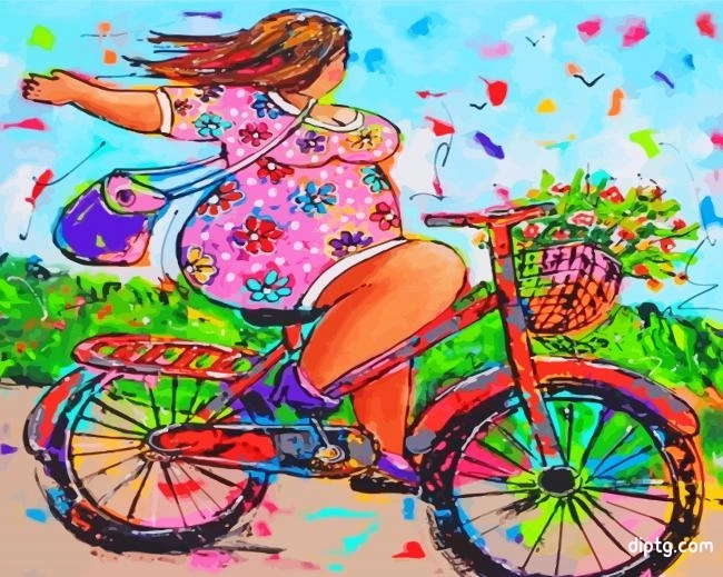Fat Woman On Bicycle Painting By Numbers Kits.jpg