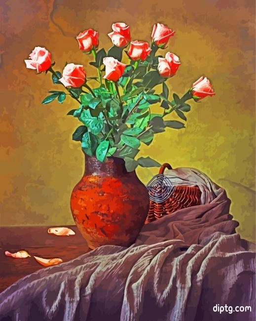 Pink Roses Still Life Painting By Numbers Kits.jpg