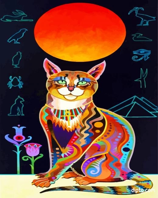 Colorful Egyptian Cat Painting By Numbers Kits.jpg