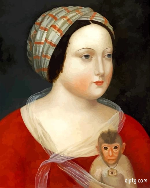 Woman And Her Little Monkey Painting By Numbers Kits.jpg