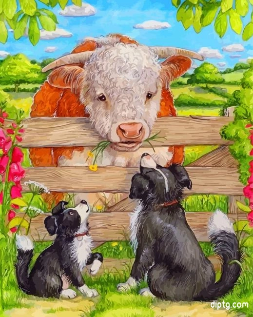 Dogs And Cow Painting By Numbers Kits.jpg