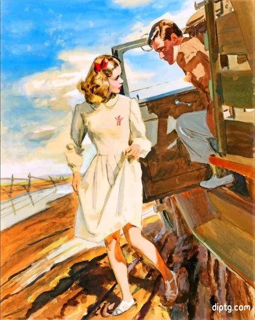 Retro Cute Couple Painting By Numbers Kits.jpg