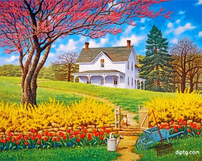 Spring Farm House Painting By Numbers Kits.jpg