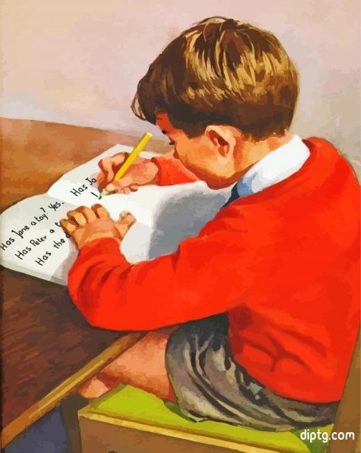 Vintage Boy Studying Painting By Numbers Kits.jpg