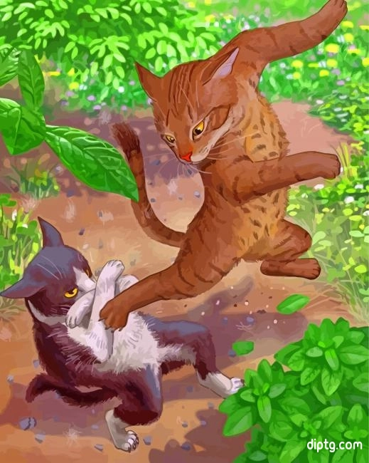 Cats Fighting Painting By Numbers Kits.jpg