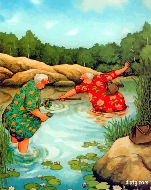 Old Women In River Painting By Numbers Kits.jpg