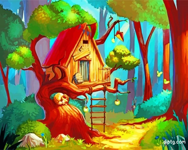 Forest Tree House Painting By Numbers Kits.jpg
