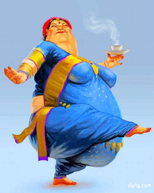 Fat Indian Woman Painting By Numbers Kits.jpg