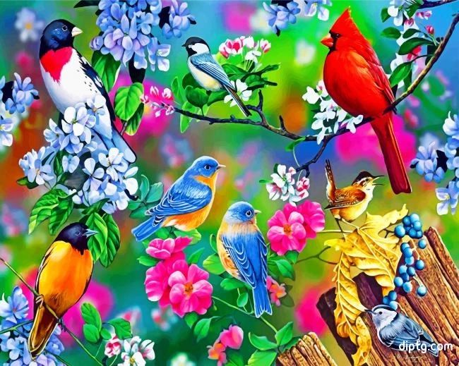 Spring Garden Birds Painting By Numbers Kits.jpg