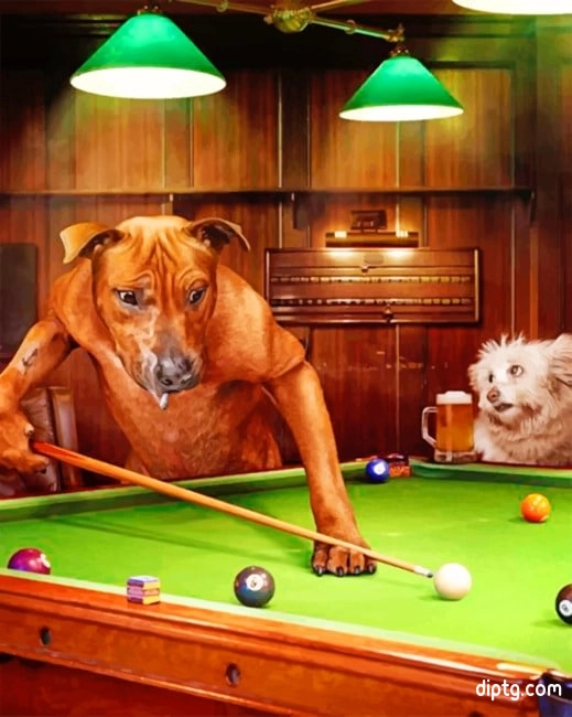 Dogs Playing Pool Painting By Numbers Kits.jpg