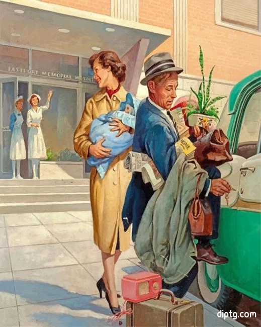 Woman Leaving The Hospital Painting By Numbers Kits.jpg