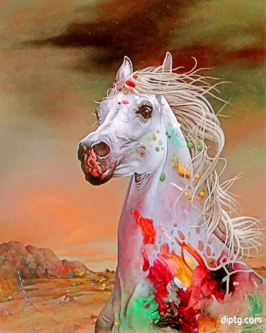Aesthetic White Horse Painting By Numbers Kits.jpg