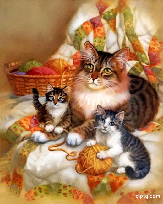 Cat Mama And Babies Painting By Numbers Kits.jpg