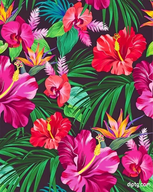 Tropical Plants And Flowers Painting By Numbers Kits.jpg