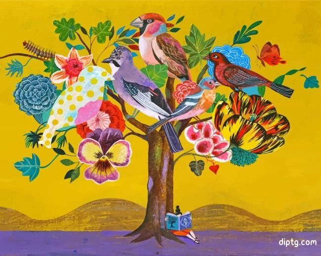 Birds On Tree Art Painting By Numbers Kits.jpg