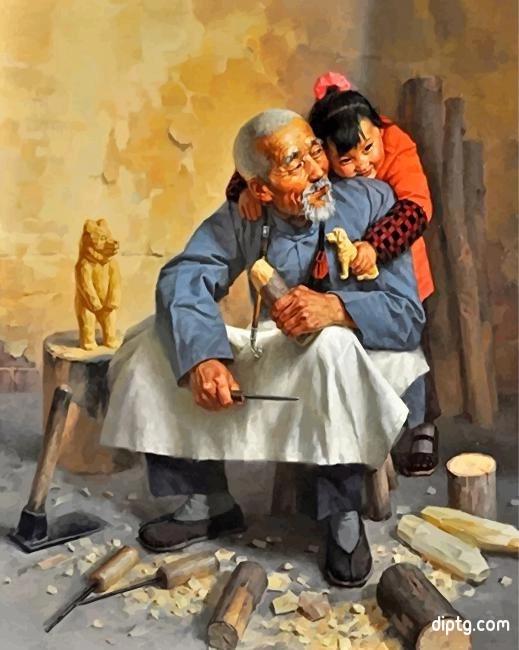Grandfather And Granddaughter Painting By Numbers Kits.jpg