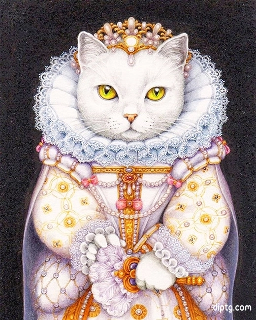 White Beautiful Cat Painting By Numbers Kits.jpg