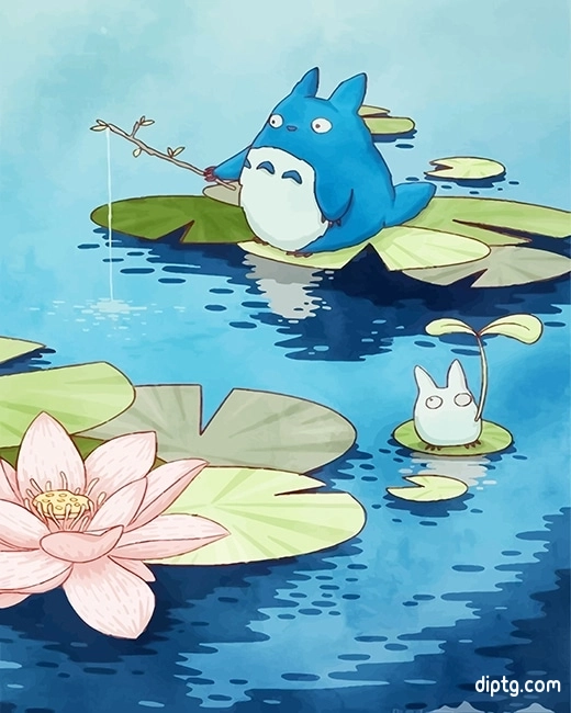 Chibi Totoro Fishing Painting By Numbers Kits.jpg